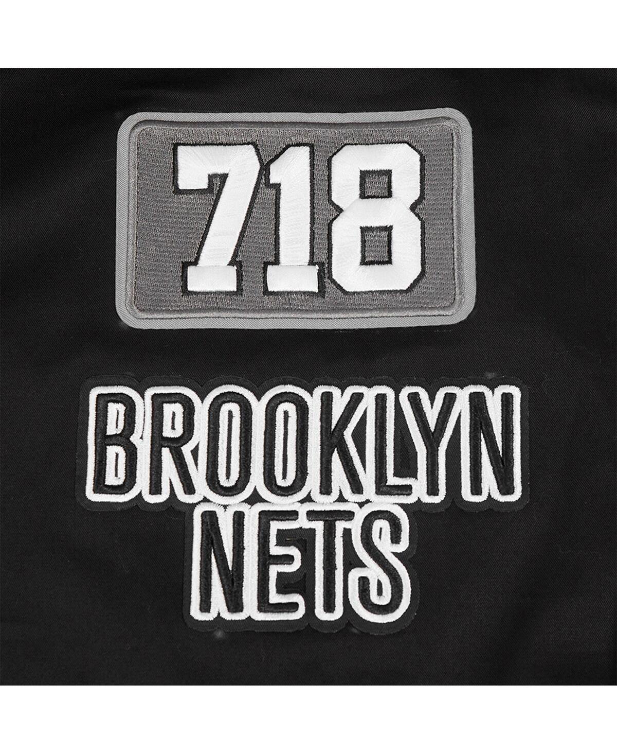 Pro Standard Men's Black Brooklyn Nets Area Code Twill Full-zip Jacket In Black