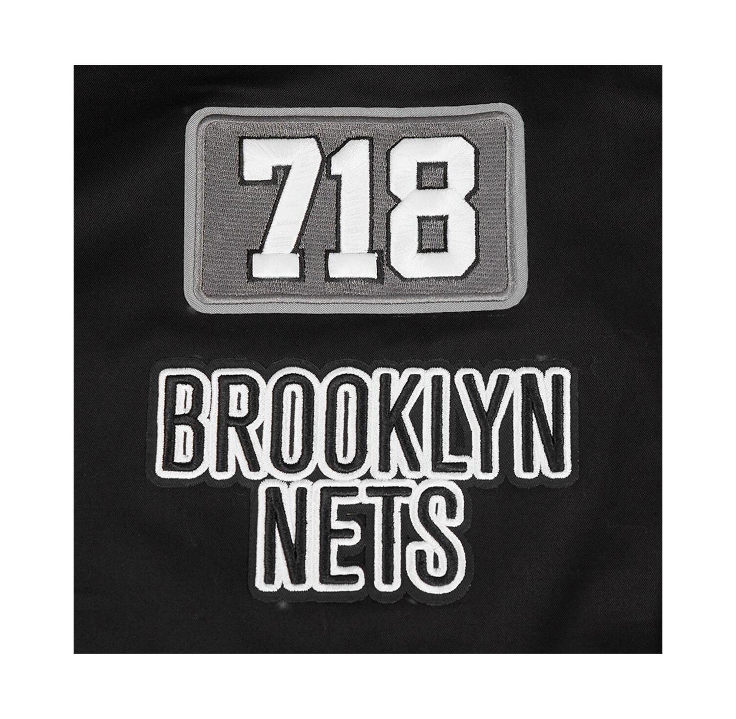 Men's Black Brooklyn Nets Area Code Twill Full-Zip Jacket