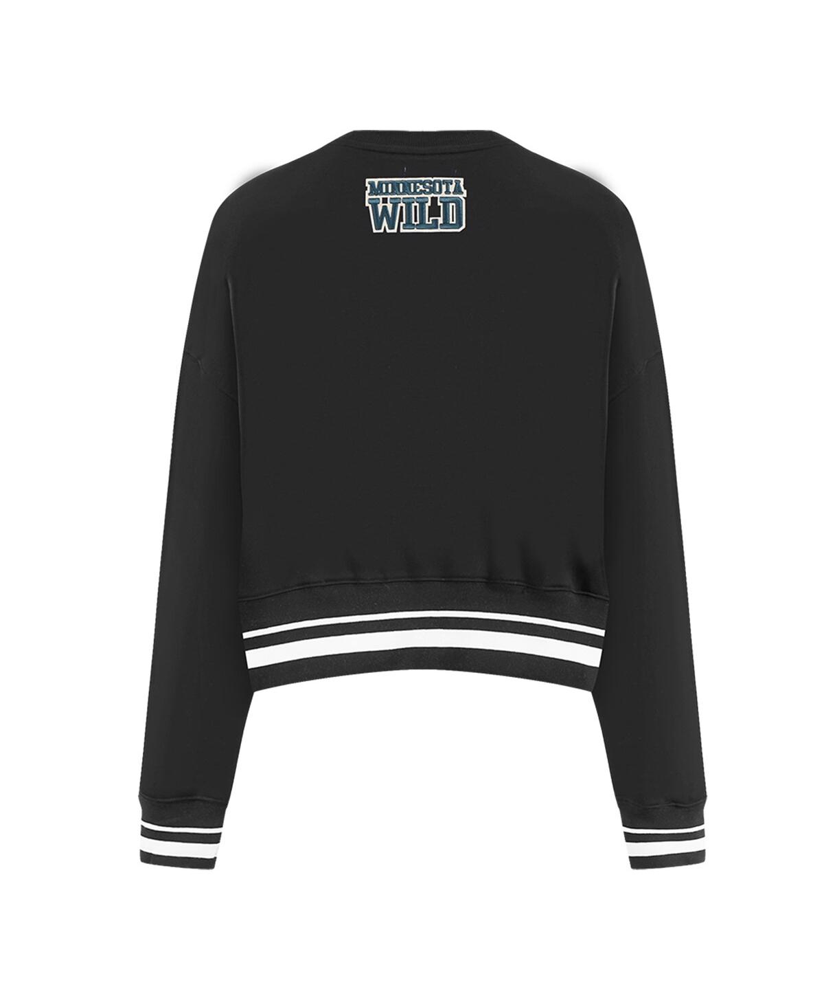Shop Pro Standard Women's Black Minnesota Wild Area Code Cropped Pullover Sweatshirt