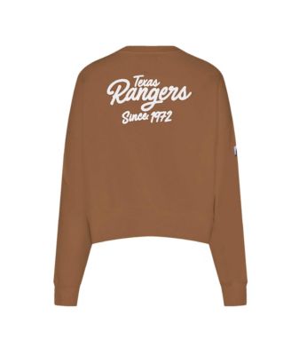 Women's Brown Texas Rangers Paint The City Pullover Cropped Sweatshirt