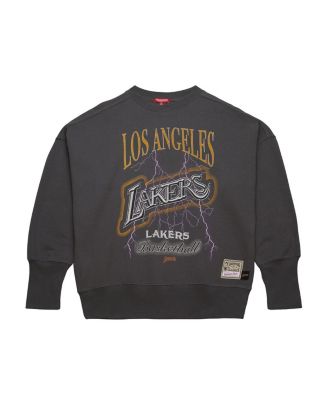 Women's Charcoal Los Angeles Lakers Hardwood Classics Lightweight Pullover Sweatshirt