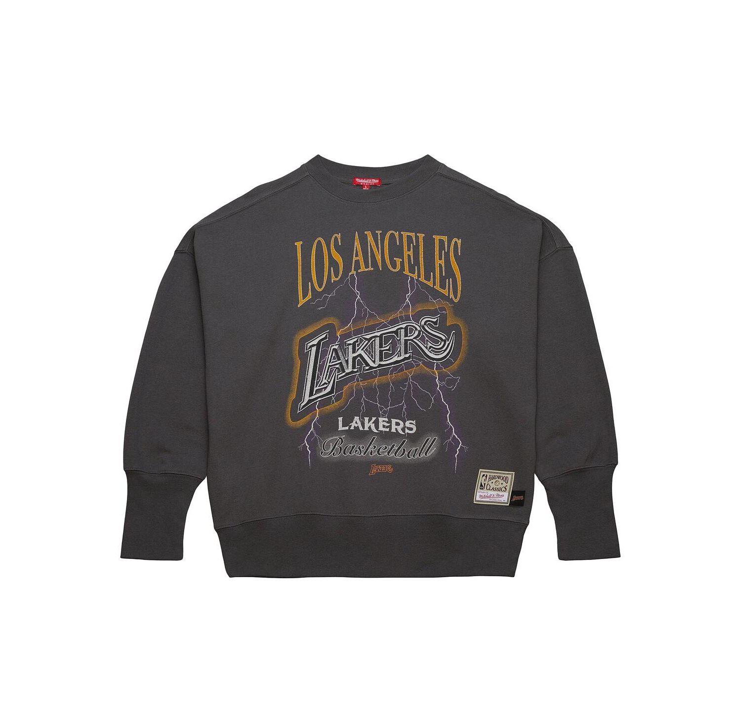 Women's Charcoal Los Angeles Lakers Hardwood Classics Lightweight Pullover Sweatshirt