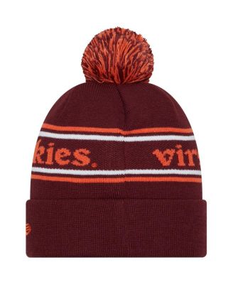 Мужская темно-бордовая вязаная шапка-шатер с манжетами и помпоном Virginia Tech Hokies от New Era