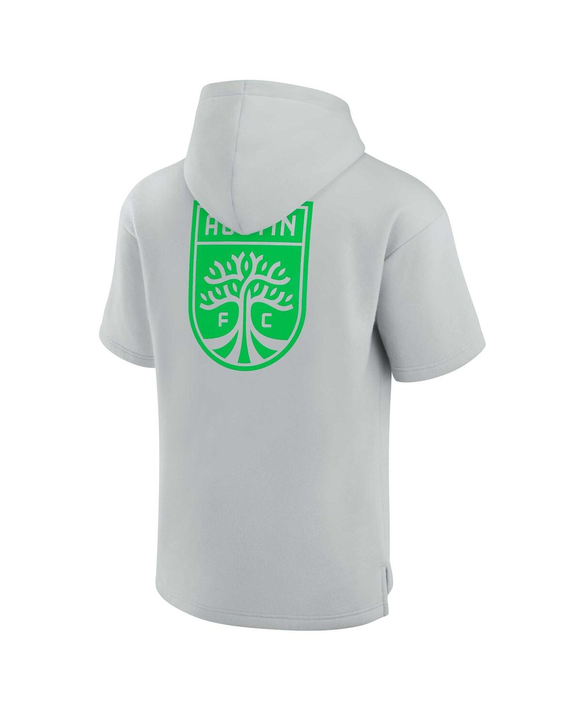FANATICS MEN'S AND WOMEN'S GRAY AUSTIN FC ELEMENTS SUPER SOFT FLEECE SHORT SLEEVE PULLOVER HOODIE 