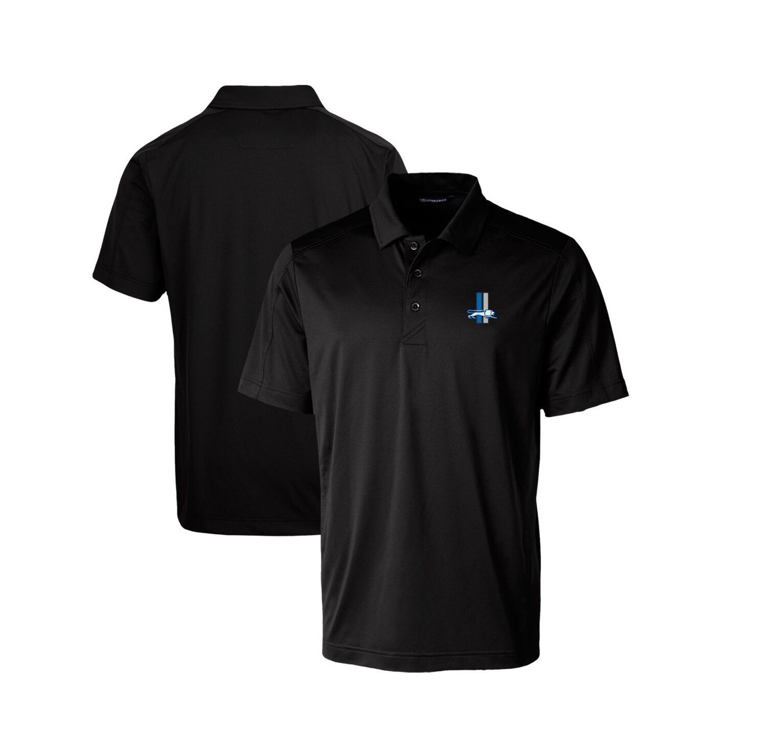 Men's Black Detroit Lions Throwback Logo Prospect Textured Stretch Polo