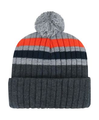Мужская вязаная шапка в полоску с манжетами и помпоном от бренда '47, темно-коричневая, Сиракузская, оранжевая