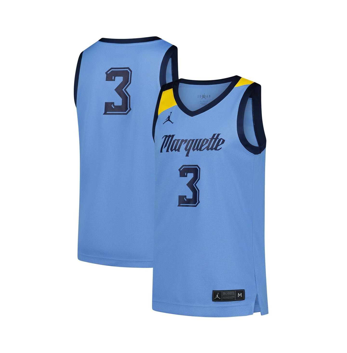 Мужской топ Jordan 3 Blue Marquette Golden Eagles Replica Basketball Jersey — фото 1