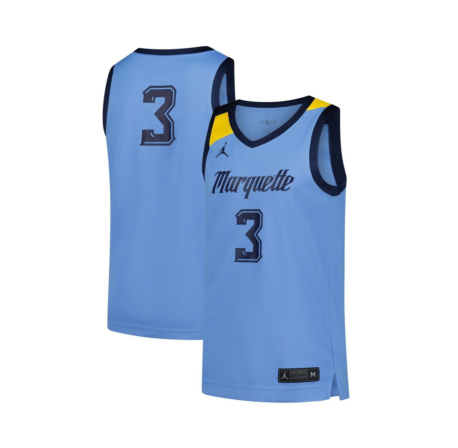 Men's 3 Blue Marquette Golden Eagles Replica Basketball Jersey