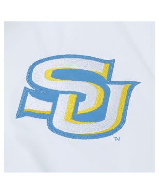 Мужская белая ветровка Mitchell & Ness Southern University Jaguars Paintbrush на молнии с кисточками Mitchell & Ness