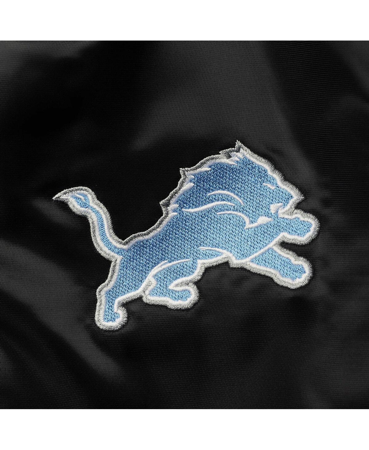 Starter Men's Black Detroit Lions Locker Room Satin Varsity Full-snap Jacket In Black