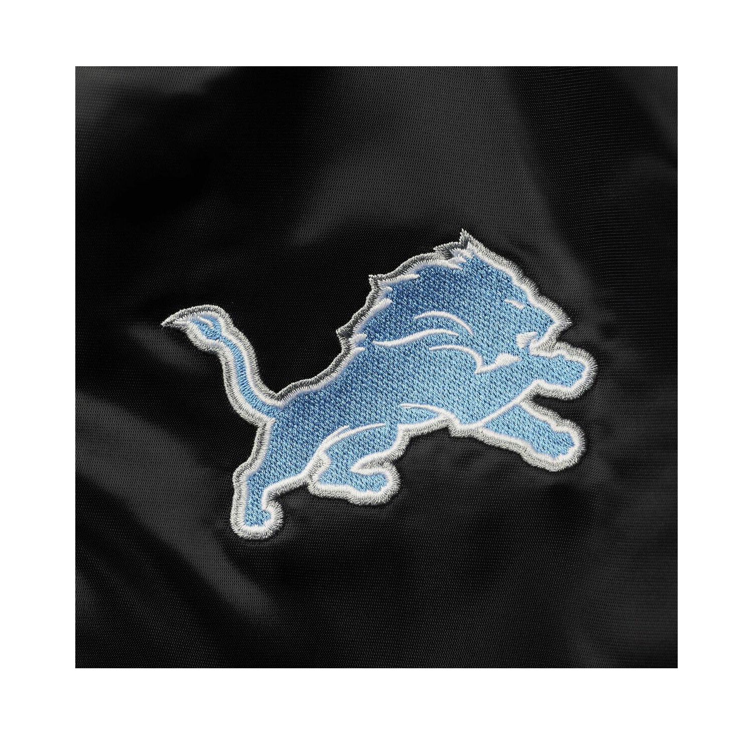 Men's Black Detroit Lions Locker Room Satin Varsity Full-Snap Jacket