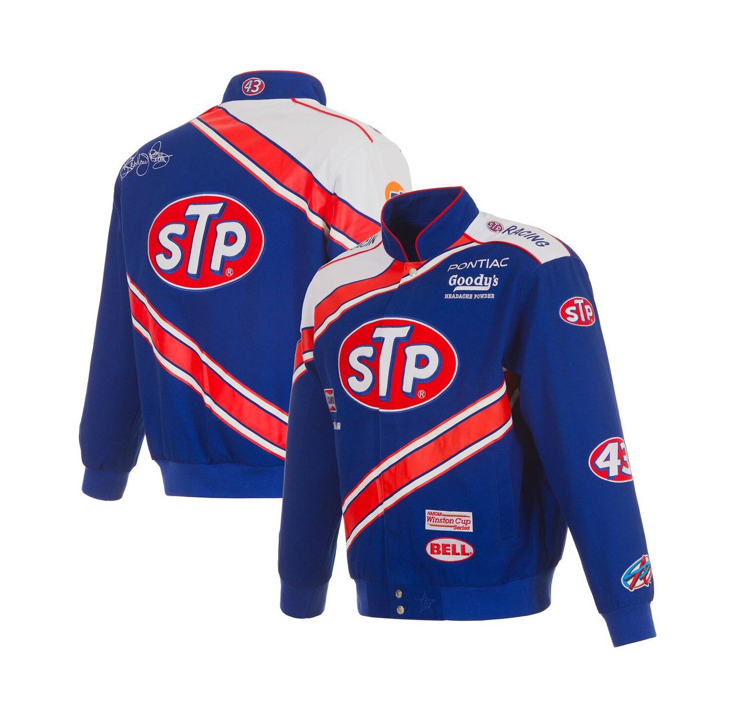 Men's Blue/White Richard Petty STP Full-Snap Twill Uniform Jacket