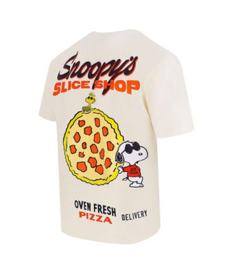 Men's Cream Peanuts Snoopy's Slice Shop T-Shirt