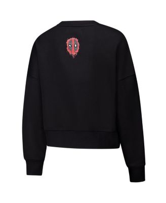 Women's Black Deadpool Comic Panel Loose Fit Pullover Sweatshirt