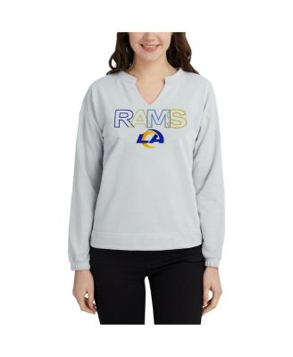 Женская серая футболка Concepts Sport с вырезом лодочкой и длинным рукавом Los Angeles Rams Sunray