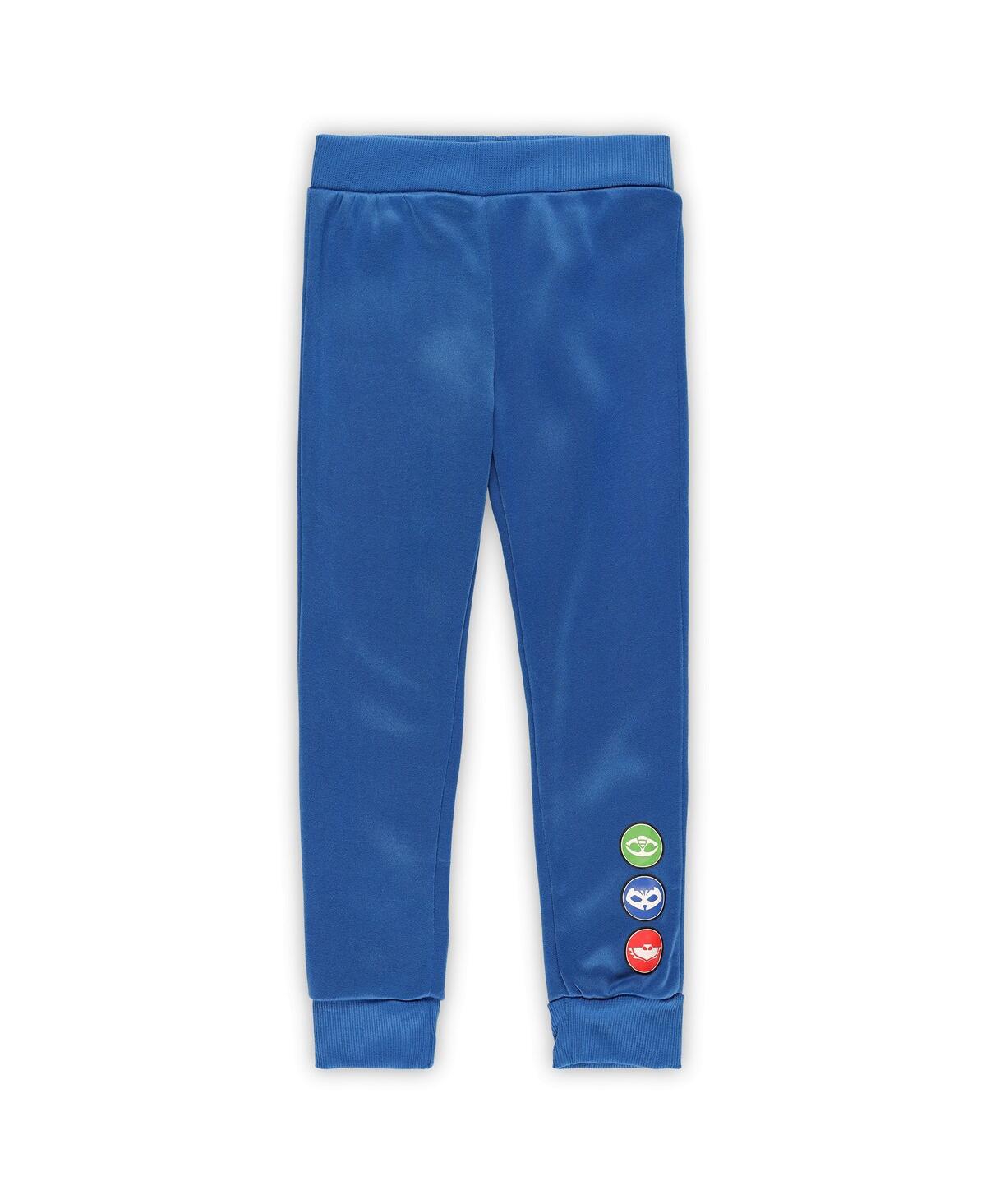 Children's Apparel Network Preschool White Pj Masks Pullover Hoodie And Joggers Set In White,blue