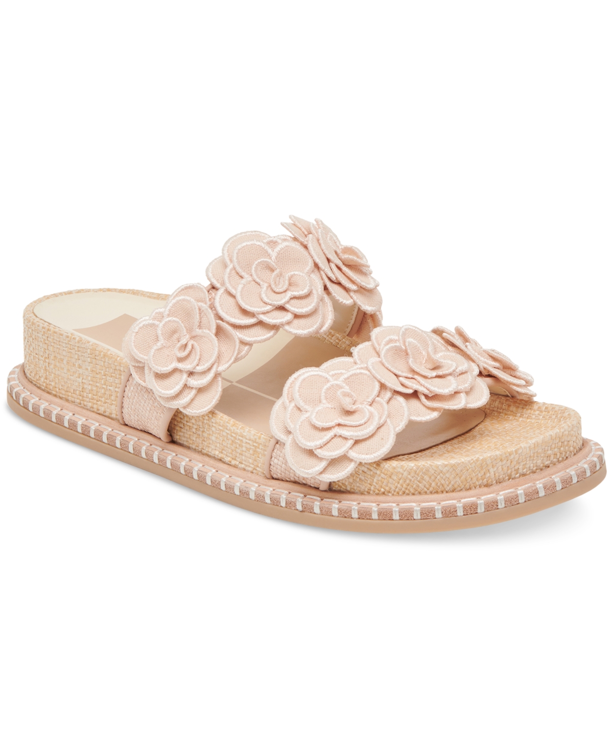 Dolce Vita Sherla Two-strap Platform Sandal In Blush,praline Raffia