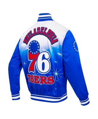 Men's Royal Philadelphia 76ers Sublimated Satin Full-Snap Jacket