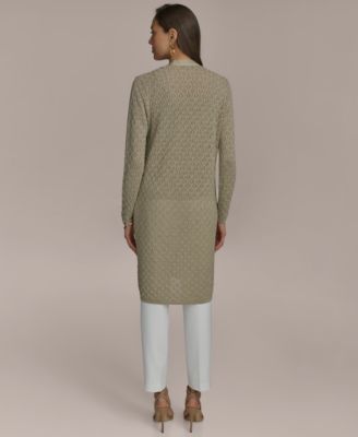 Женский кардиган с открытой передней частью в стиле металлик от Donna Karan New York