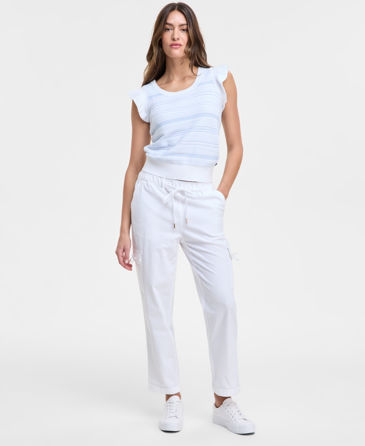 Women's Seersucker Utility Pants - Bright White