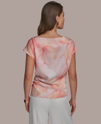 Женская блузка с коротким рукавом и принтом от Donna Karan New York