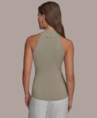 Женский топ с имитацией шеи в стиле металлик от Donna Karan New York для обычных и миниатюрных размеров