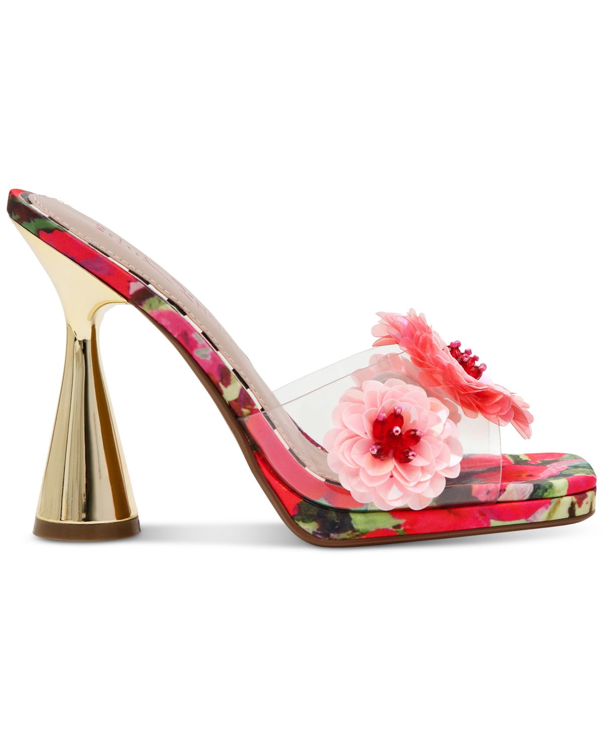 BETSEY JOHNSON WOMEN'S BLONDEE FLORAL FLARE-HEEL DRESS SANDALS 