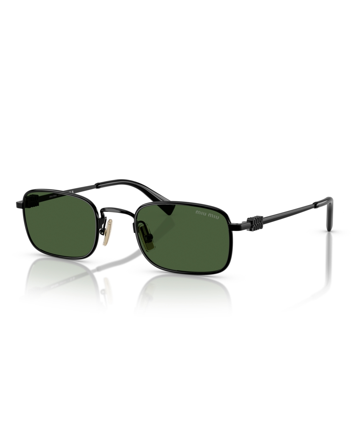 Miu Miu Mua53s Rectangular Metal Sunglasses In Black