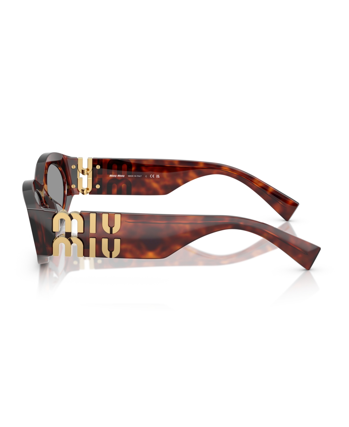 Miu Miu Logo Oval Acetate Sunglasses In Mahogany Havana