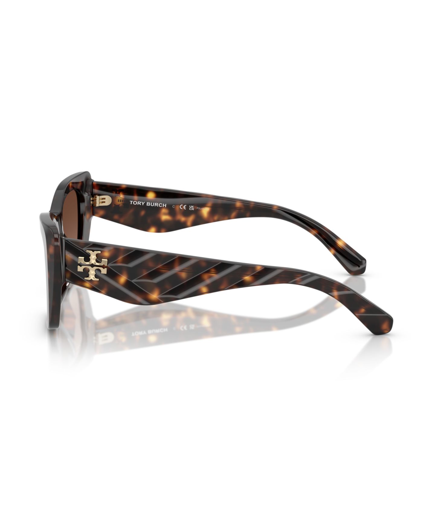 Женские солнцезащитные очки Tory Burch Polarized Sunglasses, TY7216U, цвет: Тёмный черепаховый — фото 4