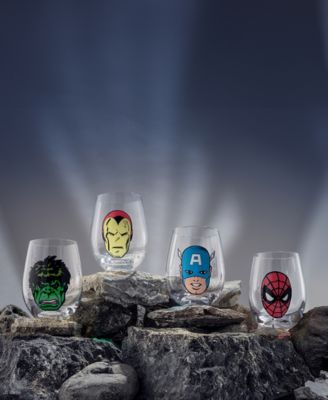Marvel Heroes Stemless Drinking Glasses, Set of 4