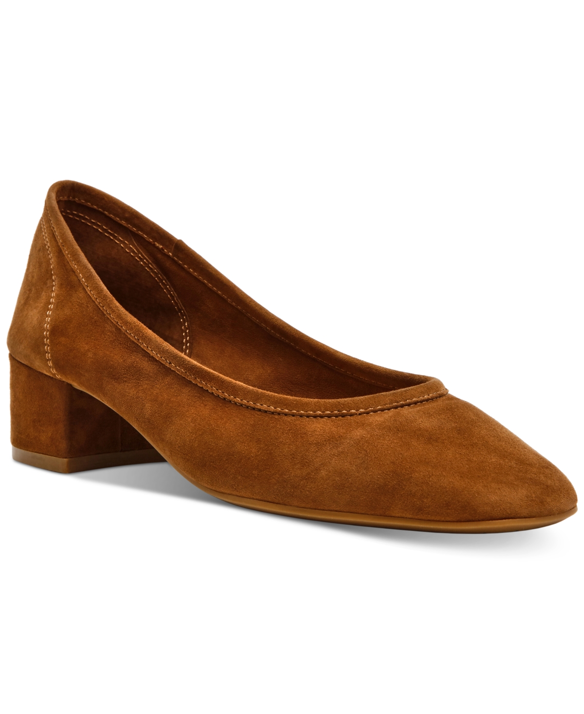 Steve Madden Mollie Block Heel Pump In Chestnut Suede