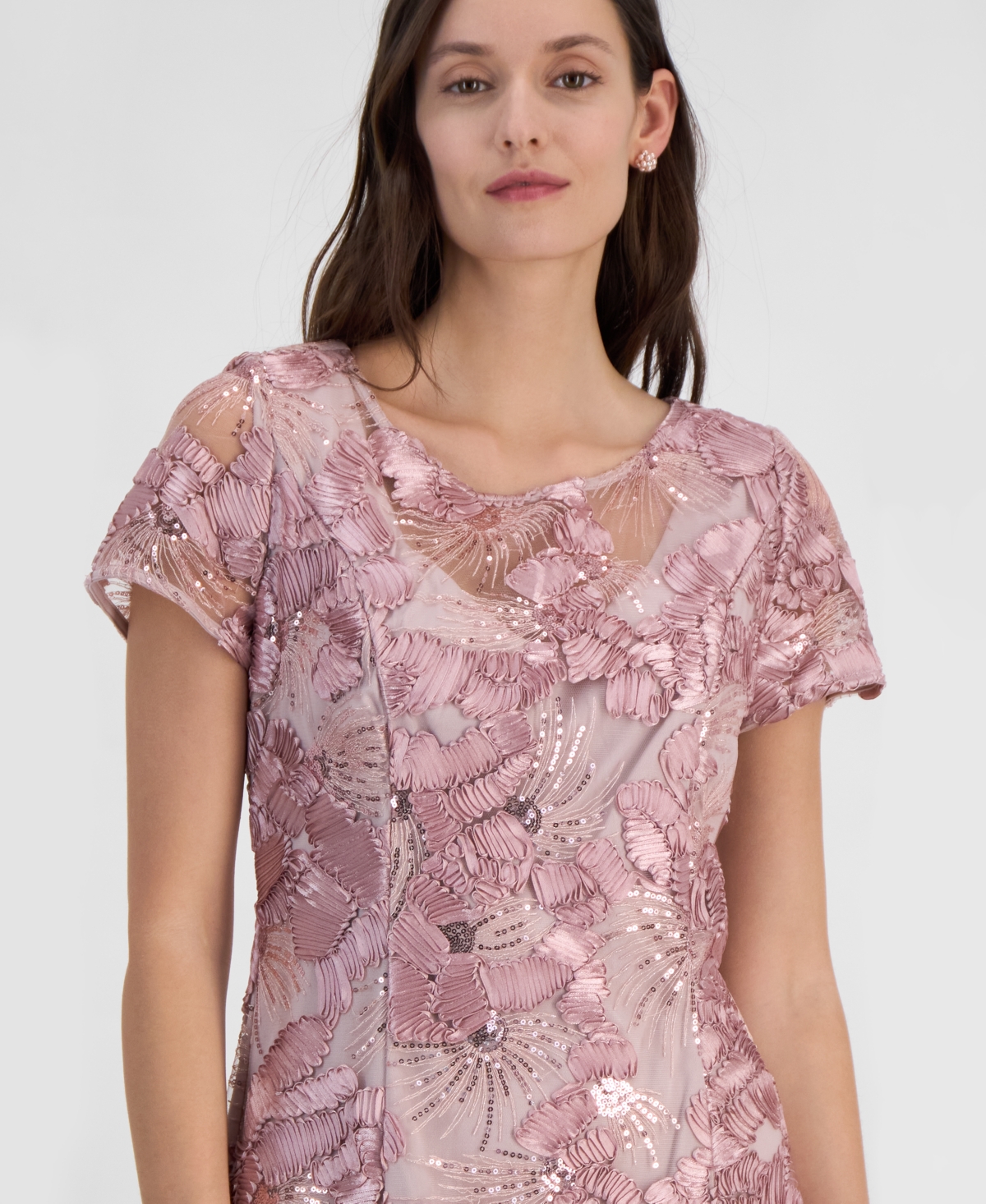ALEX EVENINGS WOMEN'S SOUTACHE SEQUINED EVENING GOWN 