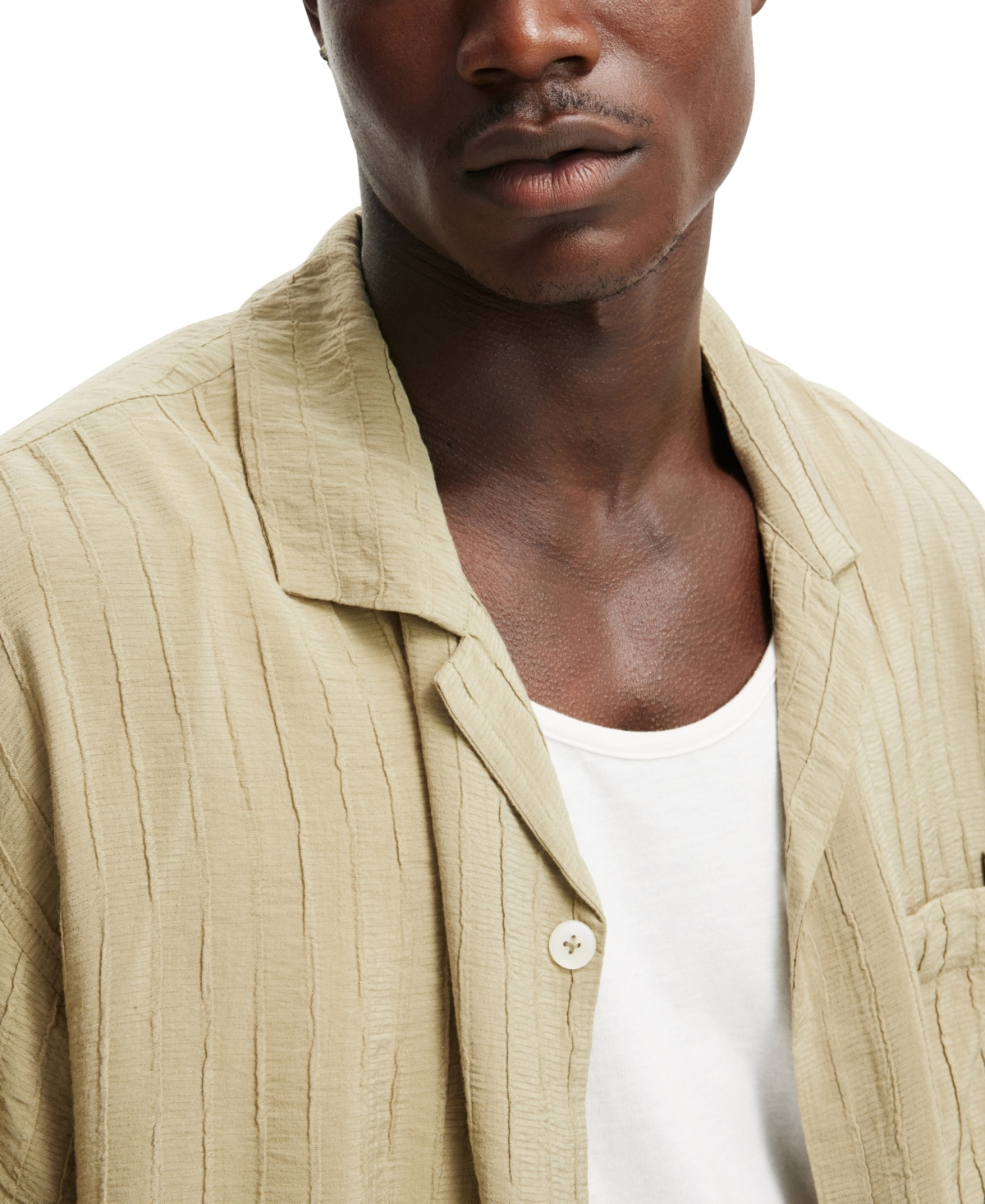 Shop Cotton On Men's Box Fit Short Sleeve Shirt In Fatigue Dobby