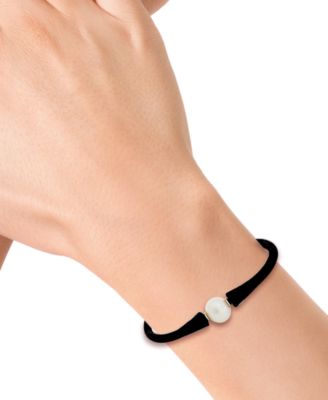 EFFY&reg; Cultured White Freshwater Pearl (11mm) Black Silicone Bracelet