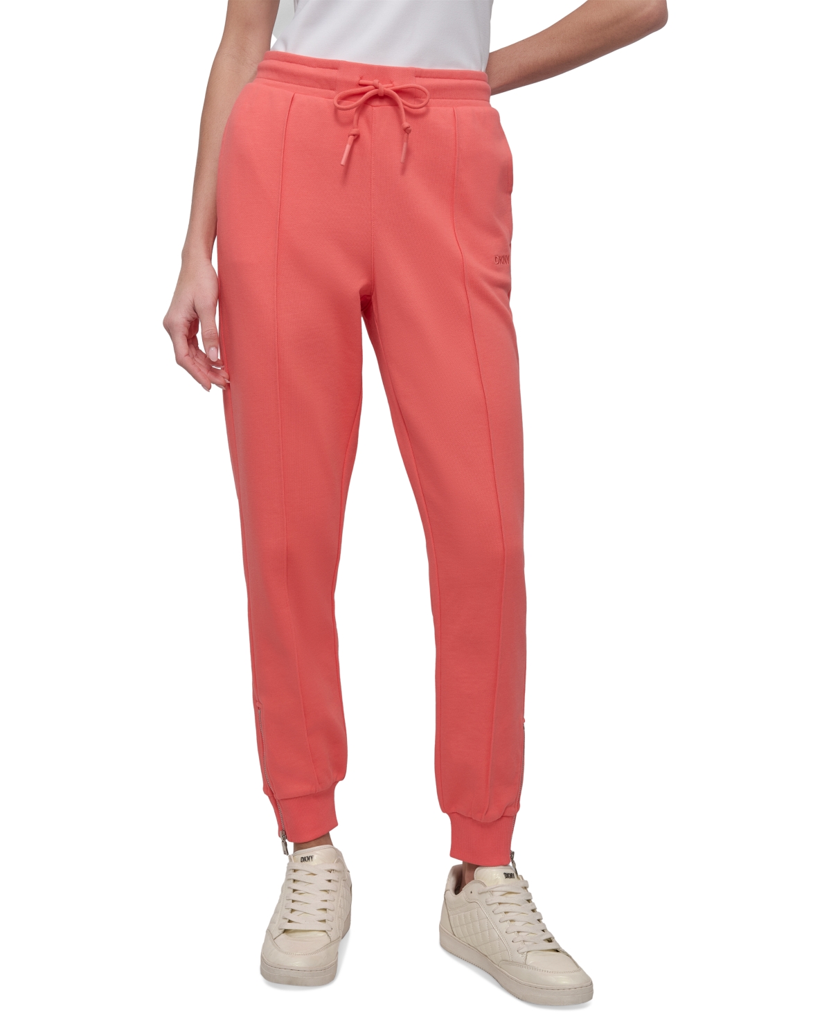 DKNY SPORT WOMEN'S ZIP-CUFF HIGH-RISE COTTON JOGGERS 