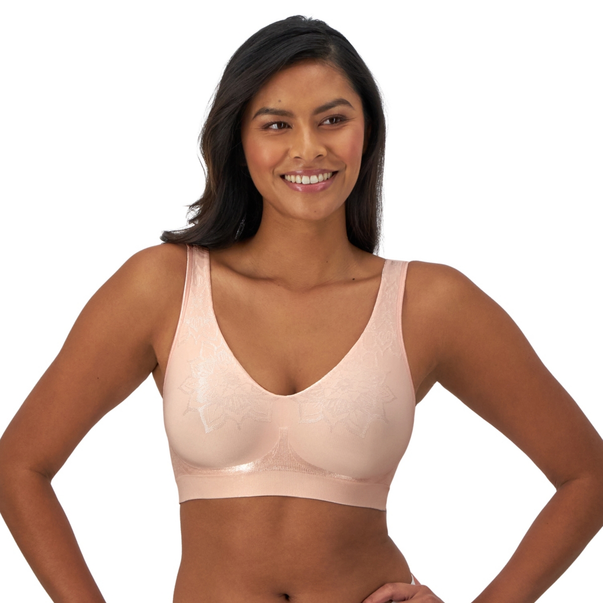Comfort Revolution ComfortFlex Fit Seamless 2-ply Wireless Bra 3484 - White Aztec