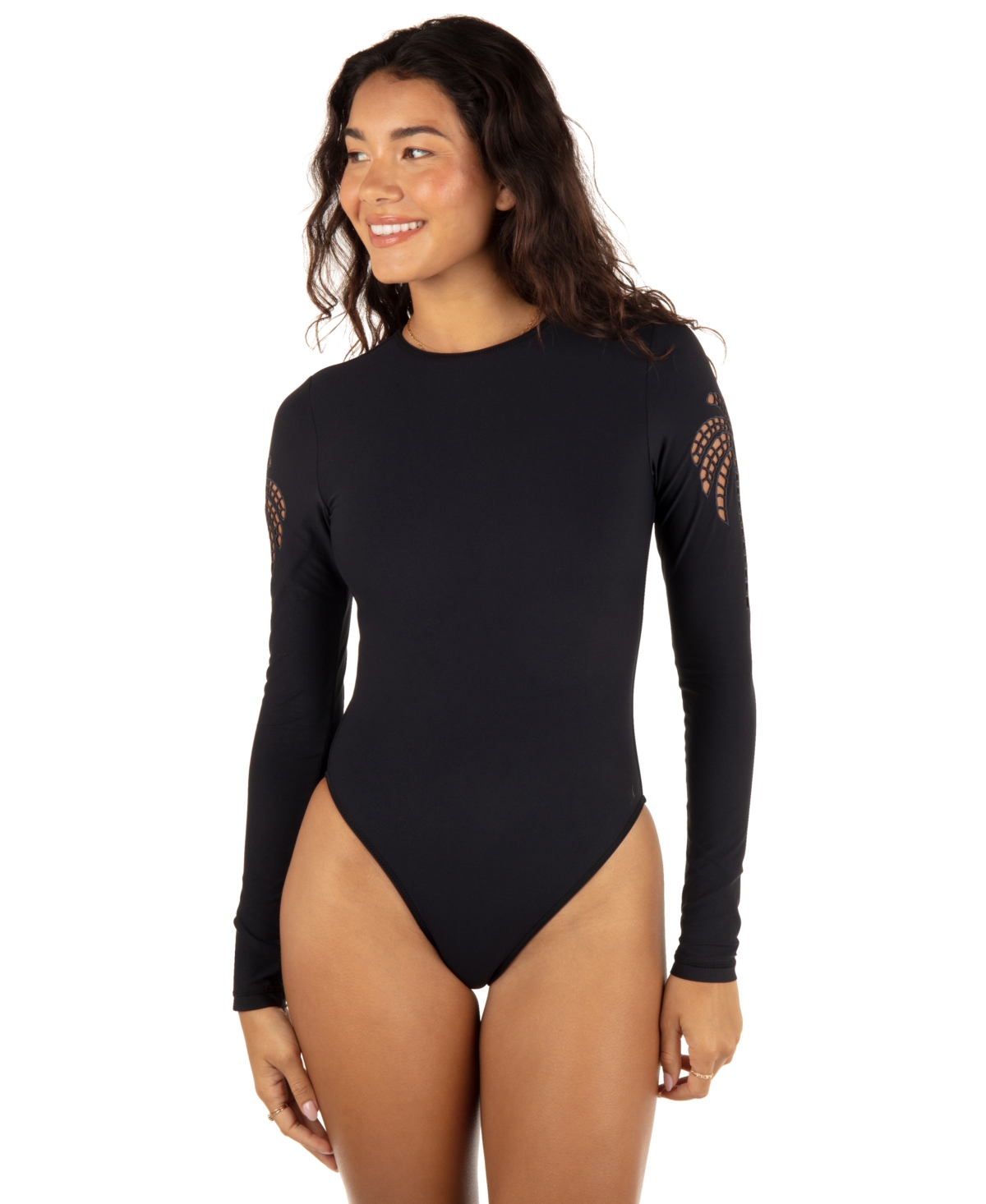 Juniors' Shadow Palm Long-Sleeve Surf Suit - Black