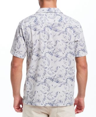 Men's Regular-Fit Palm Frond-Print Button-Down Camp Shirt 