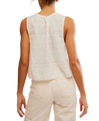 Женская хлопковая майка на бретелях Marina от Free People из хлопка с петельками 