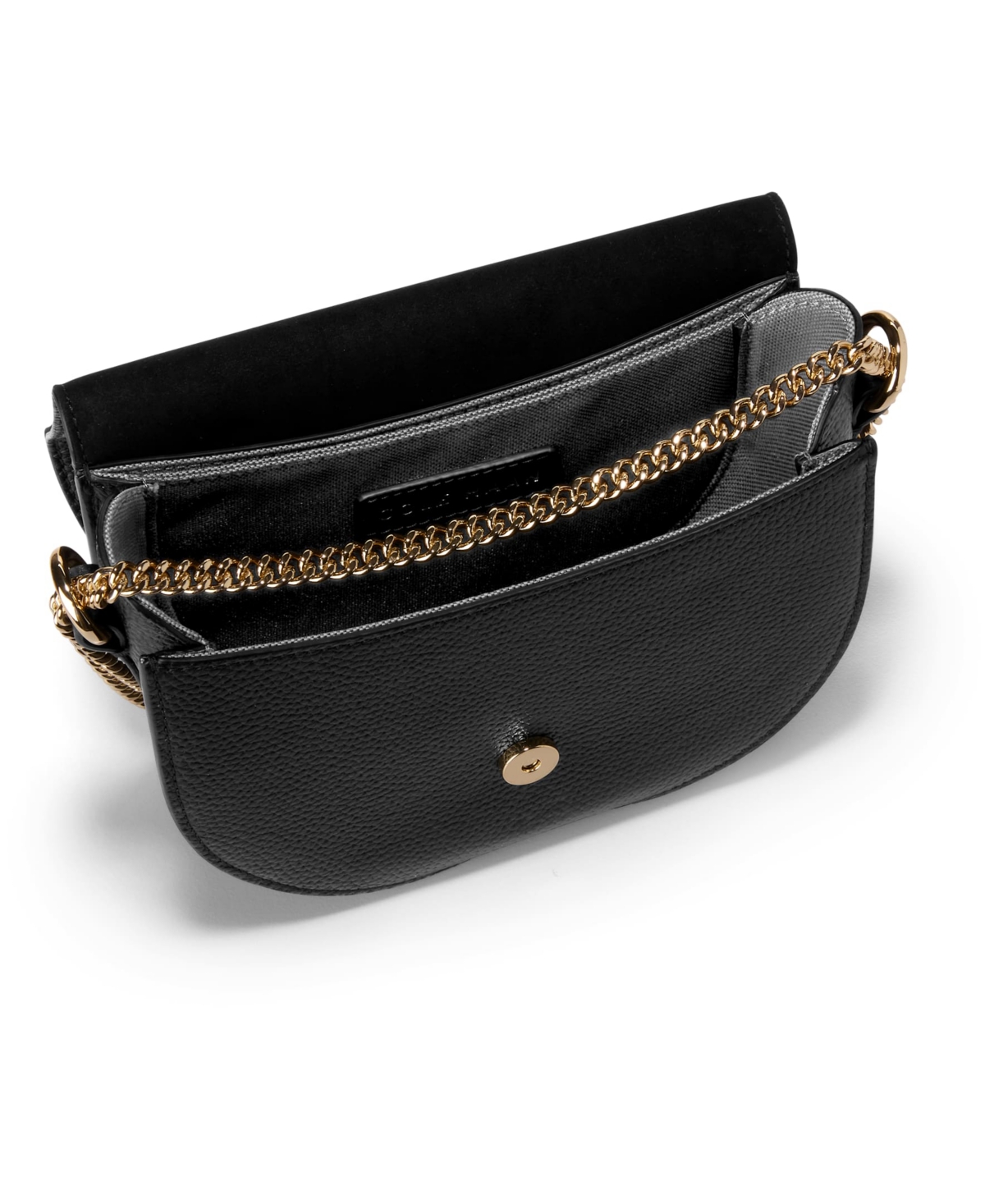 Cole Haan Evie Chain Small Saddle Bag In Black