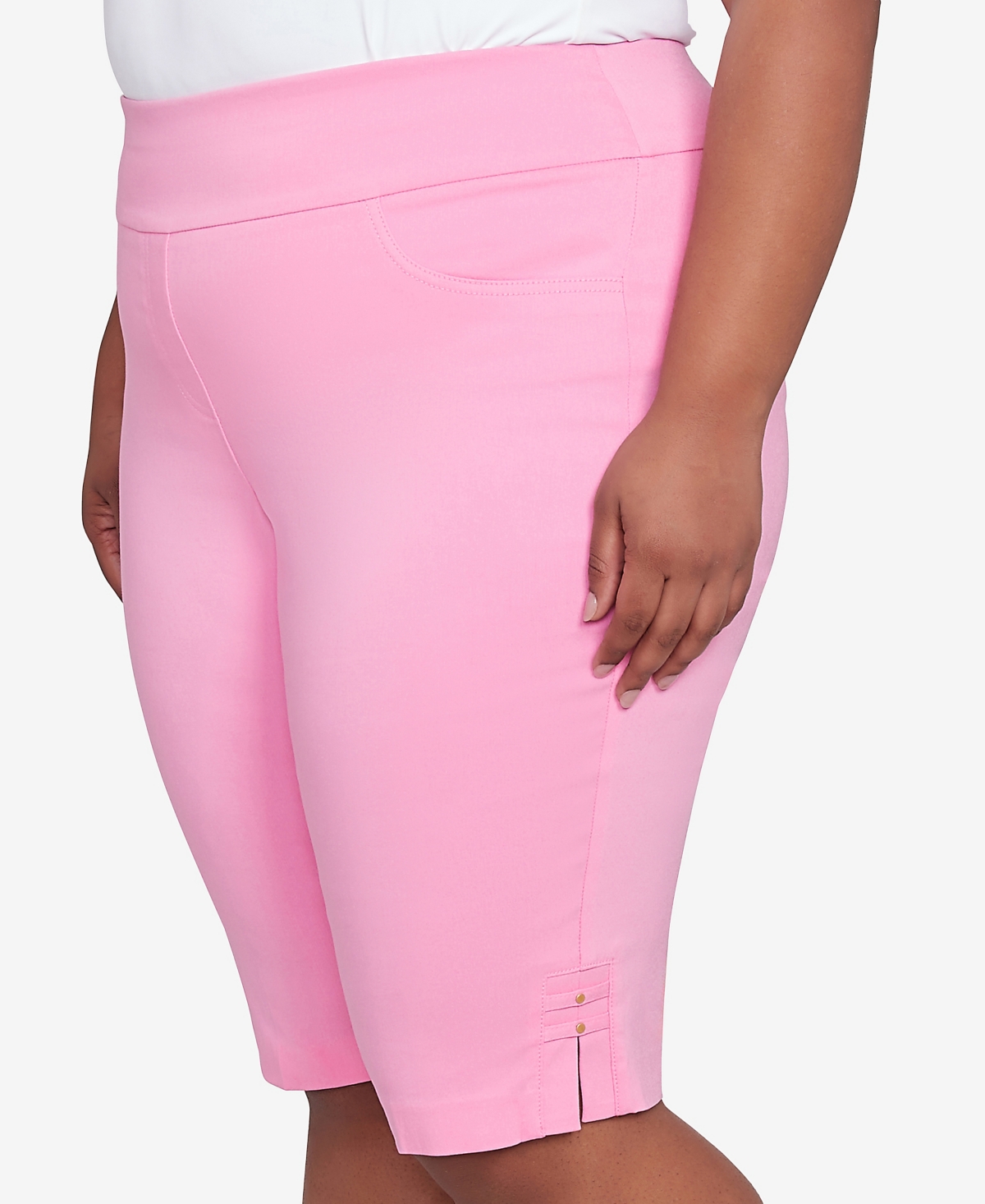 Hearts Of Palm Plus Size Spring Into Action Solid Tech Stretch Skimmer Pant In Bright Pink