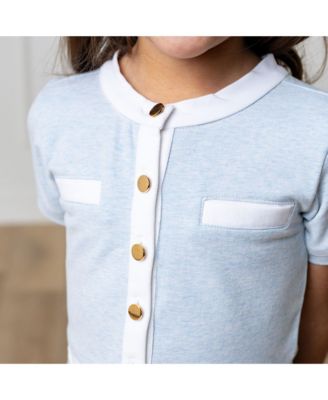 Toddler Girls Short Sleeve French Terry Contrast Trim Dress