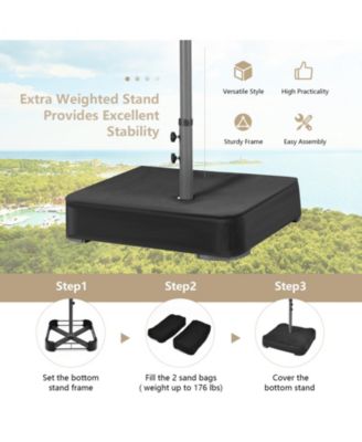 15Ft Patio Double-Sided Solar LED Market Umbrella Crank Base