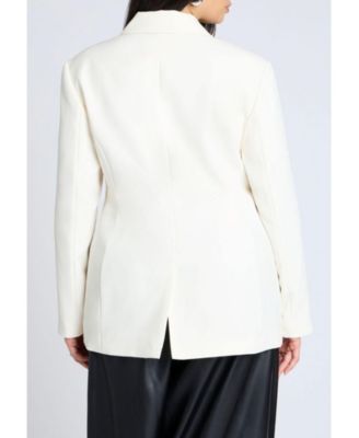 Блейзер ELOQUII Plus Size с поясом и деталями из ткани