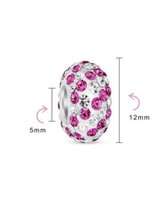 Solid Stripe Color Pave Crystal Spacer Bead Charm .925 Sterling Silver Core