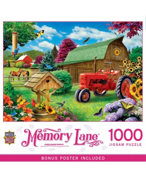 Детский пазл MasterPieces Puzzles Memory Lane Sunflower Ranch 1000 Piece Jigsaw Puzzle, Ages 14+