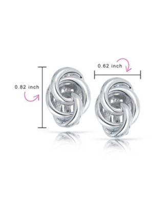 Interlocking Rope Love Knot Clip On Earrings For Non Pierced Ears Polished Gold Silver Plated Brass