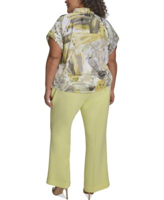 Лагерная рубашка с коротким рукавом и принтом размера плюс от DKNY