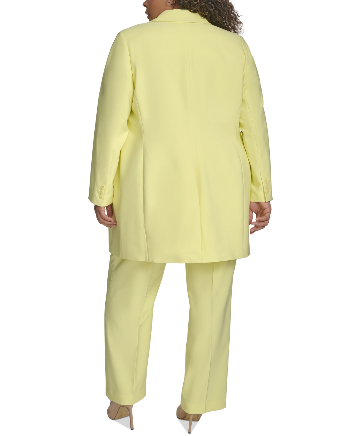 Shop Dkny Plus Size Notched-collar One-button Topper Jacket In Light Lemon